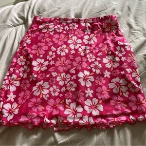pink and white SHEIN floral skirt